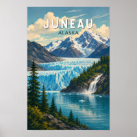 Juneau Alaska Illustration Reise Kunst Vintage