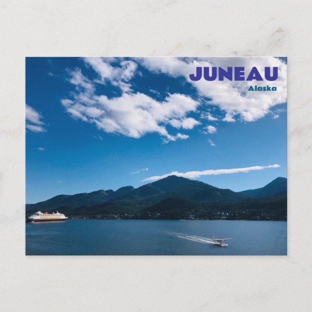 Juneau Alaska Postcard mit Kreuzfahrtschiff Float  Postkarte (Vorderseite)