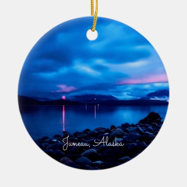 Juneau, Alaska Sonnenuntergang Keramik Ornament (Vorne)