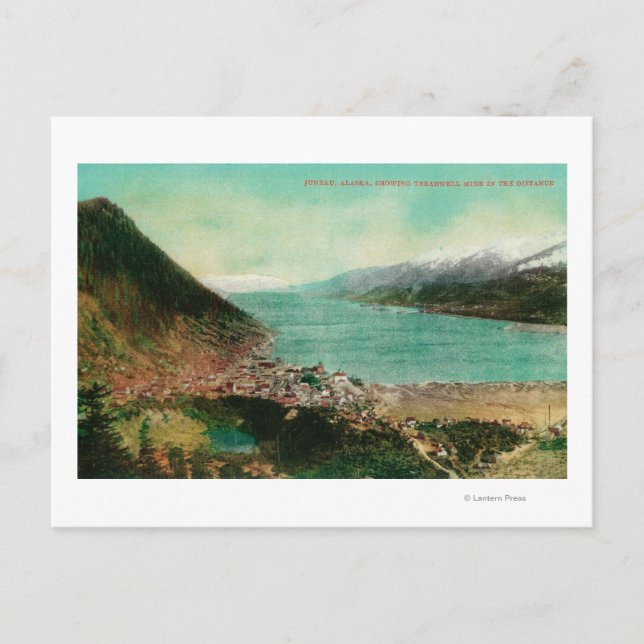 Juneau, Alaska Town View mit Treadwell Mine in Postkarte (Vorderseite)