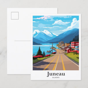 Juneau Alaska Vintage Reiseillustration Postkarte