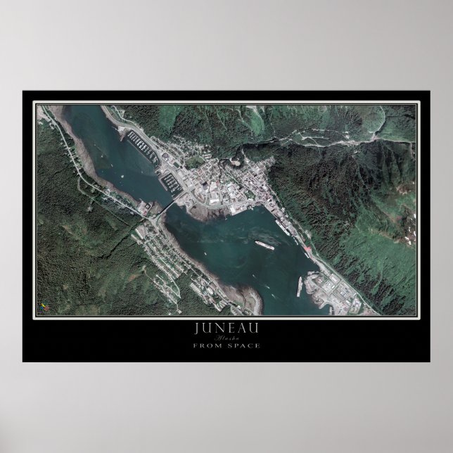 Juneau Alaska von der Raumsatellitenkarte Poster (Vorne)