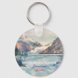 Juneau Alaska Wasserfarben-Gletscher Schlüsselanhänger
