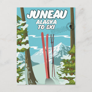 Juneau Alaska zum Ski Feiertagspostkarte