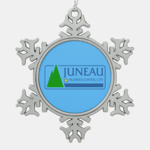 Juneau-Fahne, Alaska-Schneeflocke Weihnachten-Weih Schneeflocken Zinn-Ornament