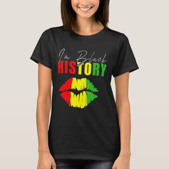 Junenth Afrika Lippe ich bin Schwarzer Geschichtsm T-Shirt (Vorderseite)