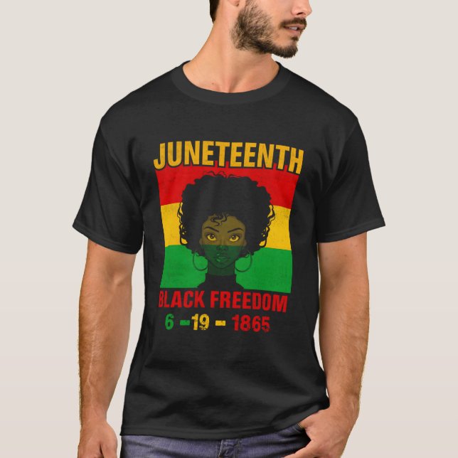 Junenth-Feiern durch die Brille von Bold Black T-Shirt (Vorderseite)