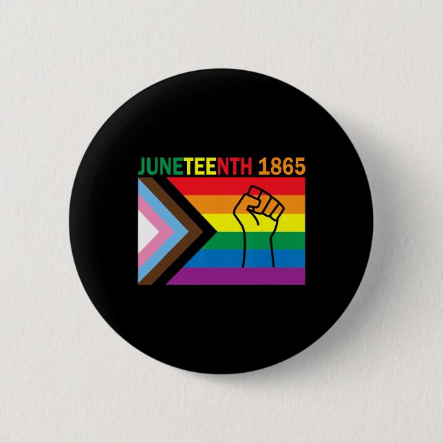 Juneteenth 1865 Faust Regenbogenflagge Gay Pride M Button (Vorderseite)