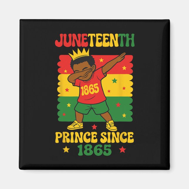Juneteenth 1865 Groovy Kleiner Junge Dabbing Prinz Magnet (Vorne)