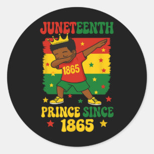 Juneteenth 1865 Groovy Kleiner Junge Dabbing Prinz Runder Aufkleber