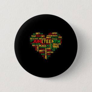 Juneteenth 1865 Herz schwarze Geschichte Freiheit Button