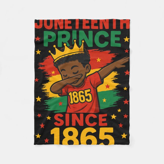Juneteenth 1865 Kleinkind Junge Dabbing Prinz Afro Fleecedecke (Vorderseite)