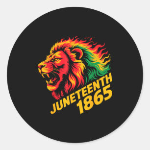 Juneteenth 1865 Löwe Rasta  Runder Aufkleber