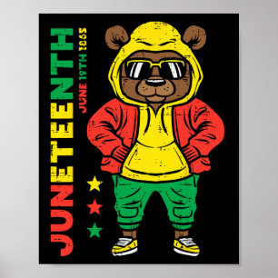 Juneteenth-Bär afroamerikanisches Kleinkind Mädche Poster