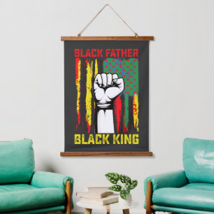 Juneteenth Black Father Day Dad King Freiheit feie Wandteppich Mit Holzrahmen