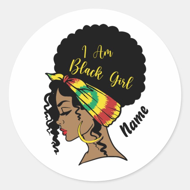 Juneteenth Black Girl Afro Woman Runder Aufkleber (Vorderseite)