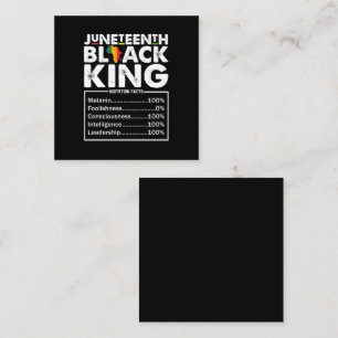 Juneteenth Black King ernährungswissenschaftliche Quadratische Visitenkarte