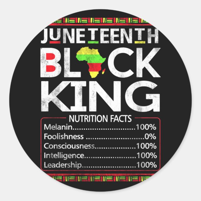 Juneteenth Black King Melanin Dad Fathers Day Runder Aufkleber (Vorderseite)