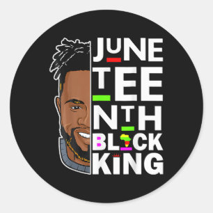 Juneteenth Black King Melanin Pater Vater Men Son Runder Aufkleber