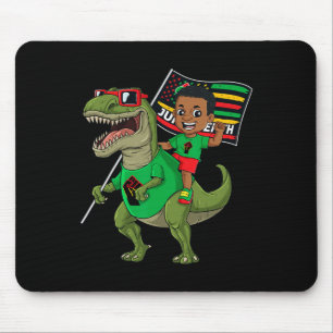 Juneteenth Black King Riding T Rex Dino Funny Boys Mousepad
