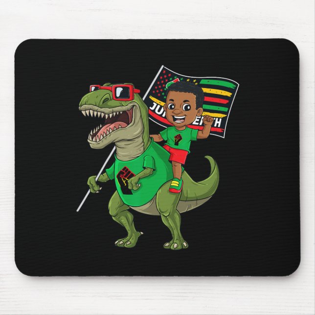 Juneteenth Black King Riding T Rex Dino Funny Boys Mousepad (Vorne)