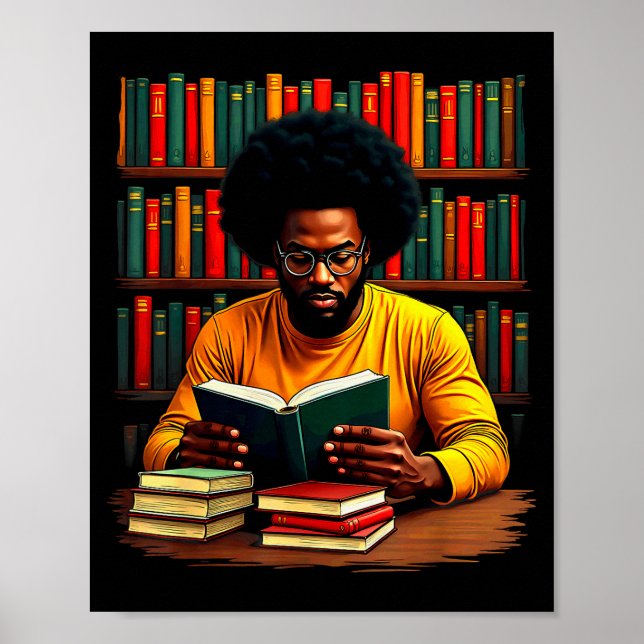 Juneteenth Black Man Reading Books  Poster (Vorne)