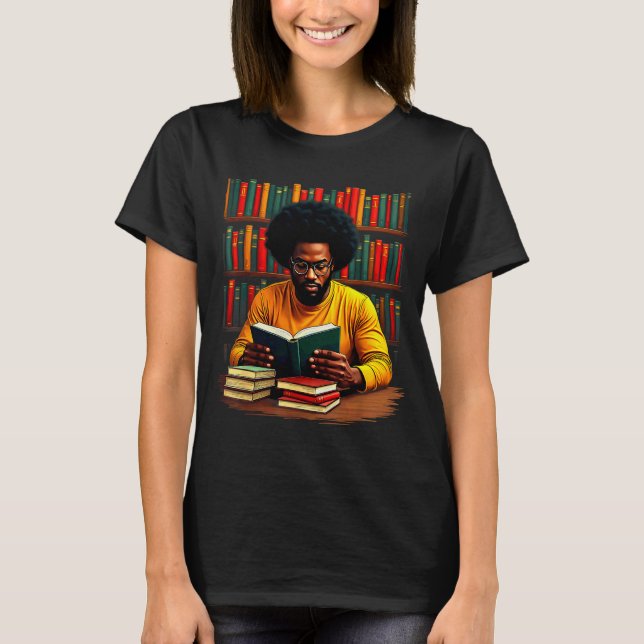 Juneteenth Black Man Reading Books  T-Shirt (Vorderseite)