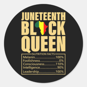 Juneteenth Black Queen Nutrition Facts Black Histo Runder Aufkleber