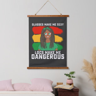 Juneteenth-Brille Locs Macht Mich Gefährlich Wandteppich Mit Holzrahmen