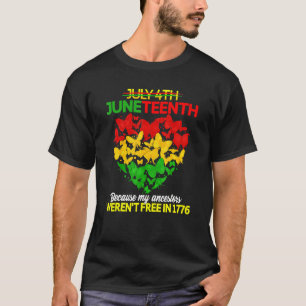 Juneteenth Butterfly Heart war nicht Freiheit 1776 T-Shirt