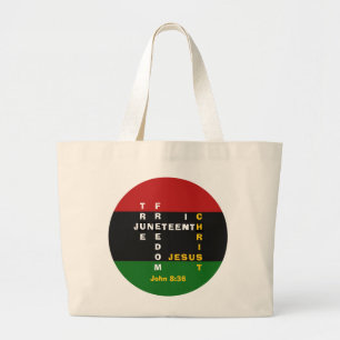 JUNETEENTH Christliches Kreuzwort Jumbo Stoffbeutel