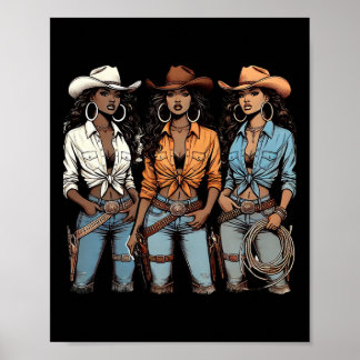 Juneteenth Cowgirl Western Melanin Schwarze Geschi Poster
