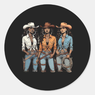 Juneteenth Cowgirl Western Melanin Schwarze Geschi Runder Aufkleber