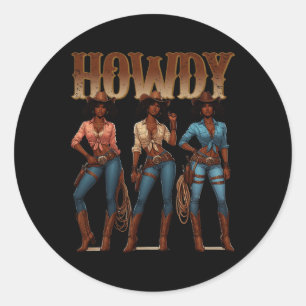 Juneteenth Cowgirl Western Rodeo Melanin History T Runder Aufkleber