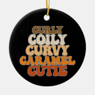 Juneteenth Curly Coily Curvy Caramel Süsse Keramik Ornament
