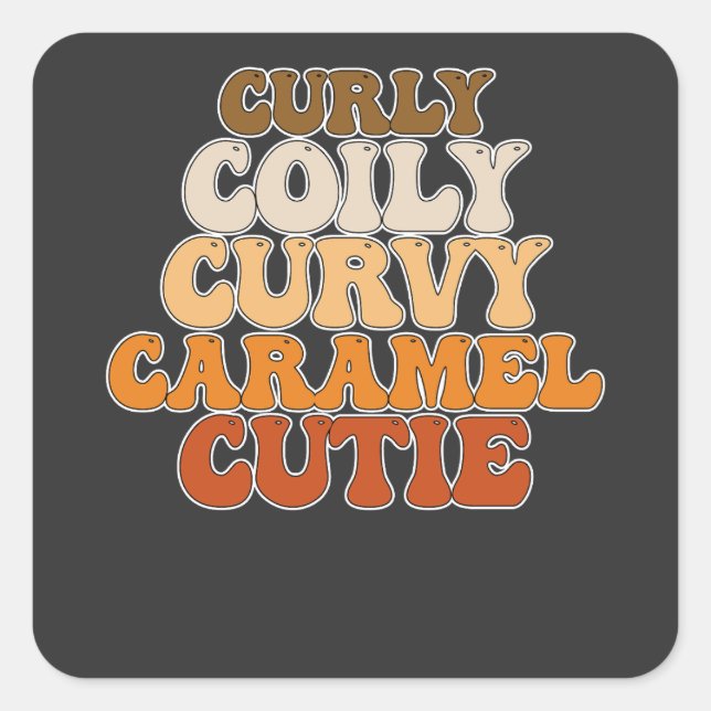 Juneteenth Curly Coily Curvy Caramel Süsse Quadratischer Aufkleber (Vorderseite)