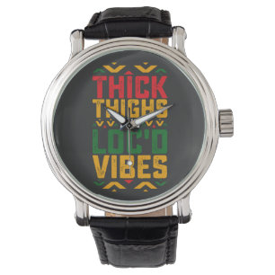 Juneteenth dicke Locd-Vibes Afroamerikanisch Armbanduhr