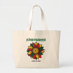 JUNETEENTH ERBE 1865 Blumige Baumwolle Frauen Jumbo Stoffbeutel