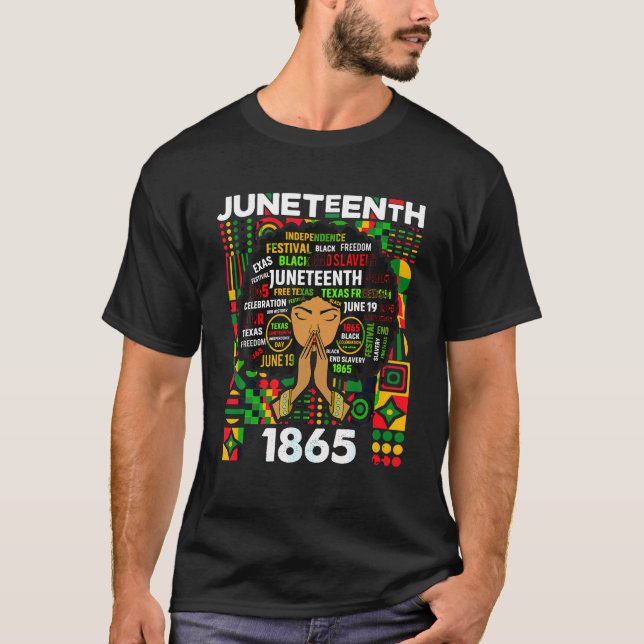 Juneteenth feiert Freiheit 1865 Schwarze Geschicht T-Shirt (Vorderseite)