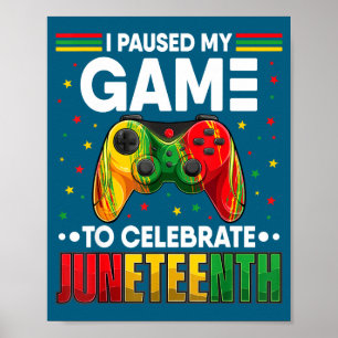Juneteenth-Gamer pausierte Videospiel 19. Juni sch Poster