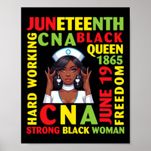 Juneteenth Hart arbeitende Cna Schwarze Königin St Poster