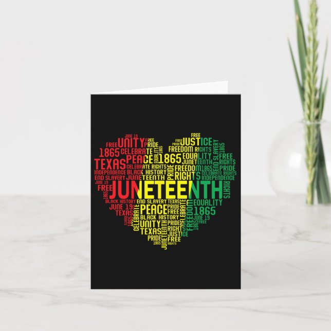 Juneteenth Heart Word Cloud Black Freedom Juneteen Karte (Vorderseite)