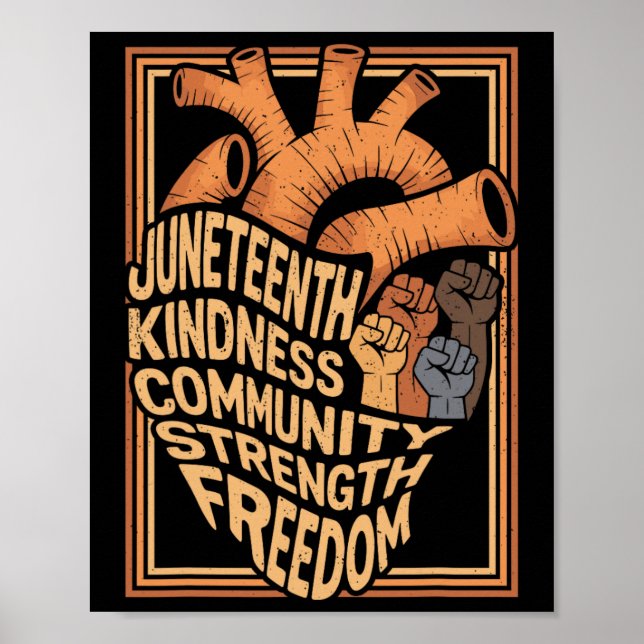 Juneteenth Herz Schwarzer Geschichtsmonat Afrikani Poster (Vorne)
