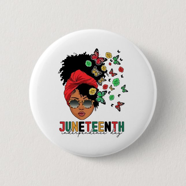 Juneteenth History Freedom Butterfly Melanie Black Button (Vorderseite)