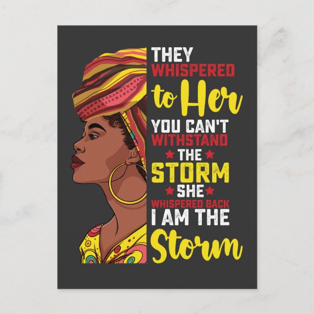 Juneteenth I bin der Sturm Melanin Black Girl Einladungspostkarte (Vorderseite)