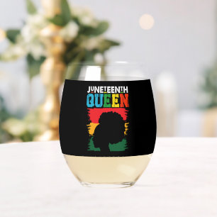 Juneteenth-Königin Schwarze Afro Melanin Mädchen  Weinglas Ohne Stiel