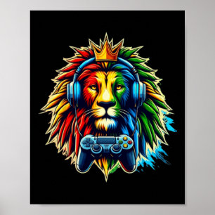 Juneteenth Lion African Playing Games Funny Gamer Poster