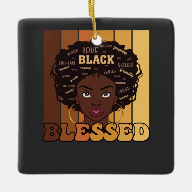 Juneteenth Melanin Black African American Girl Keramikornament (Vorderseite)