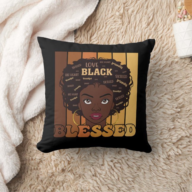 Juneteenth Melanin Black African American Girl Kissen (Decke)