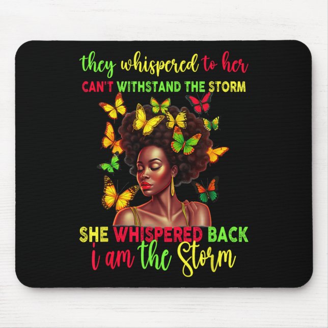Juneteenth Melanin Girl Black Women Afro Black Mousepad (Vorne)